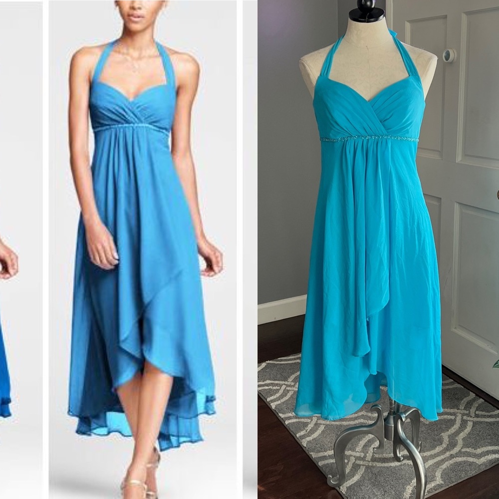 David’s Bridal Halter Tie High-Low Dress